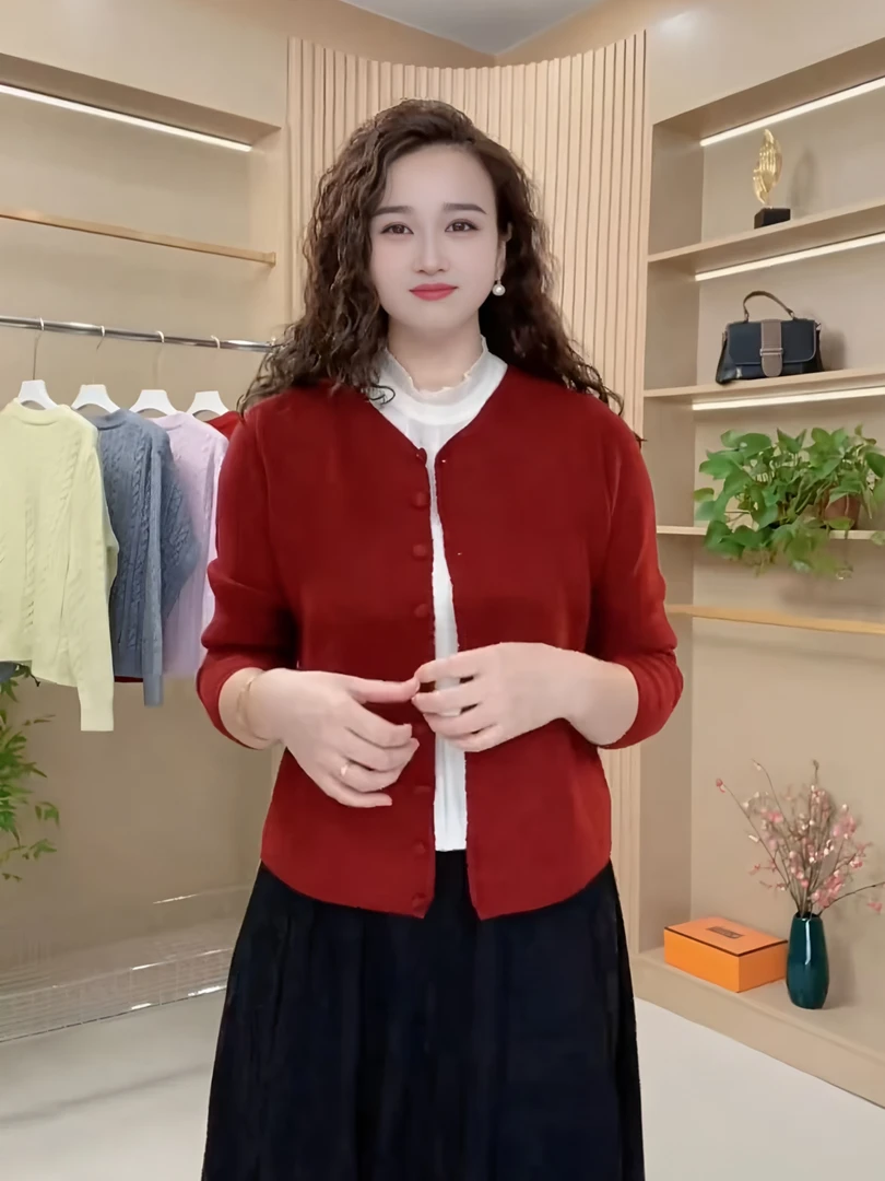 短款秋季薄款长袖春季小香风开衫款针织毛针织衫圆领