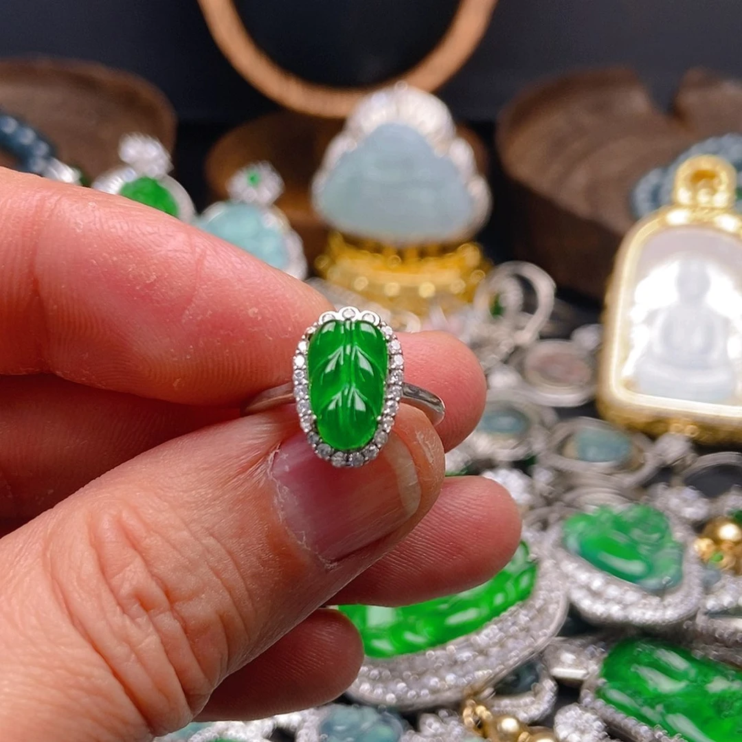 翡翠戒指银S925镶嵌735吊坠