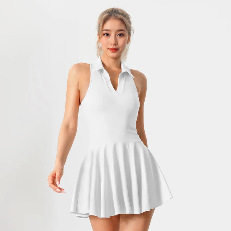 网球运动套装女时尚网球裙带胸垫防走光跑步运动短裙羽毛球网球服