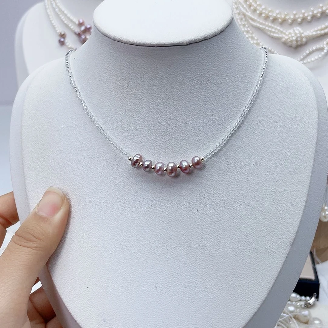 颈饰银S925镶嵌淡水珍珠