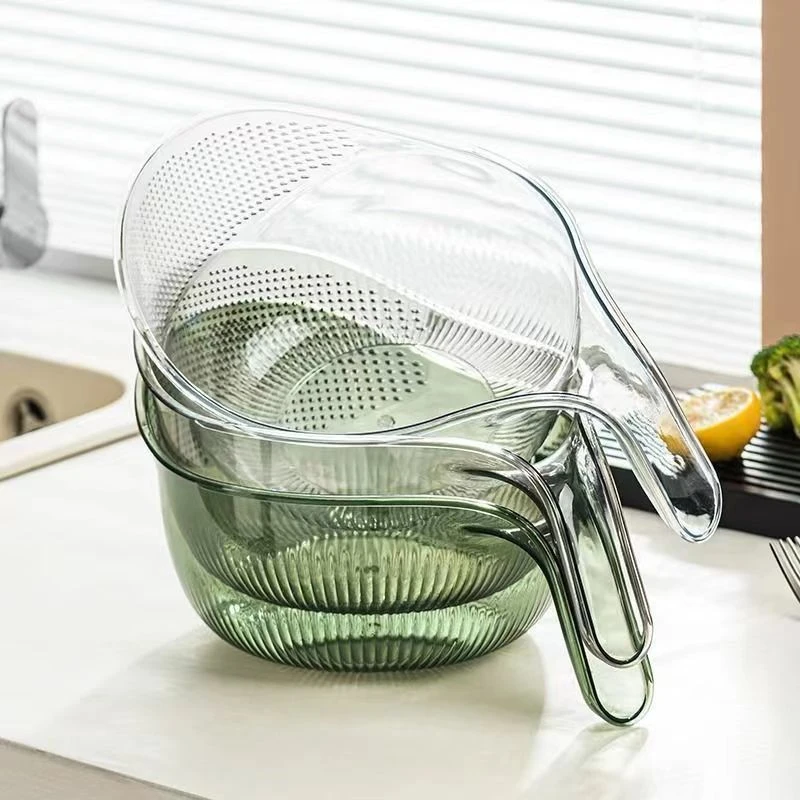 菜盆淘米家用多功能厨房洗米洗菜沥水篮子手柄淘菜水果盆子