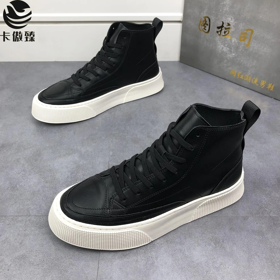 2025春季新款高筒厚底时尚休闲鞋韩版百搭厚底板鞋潮男鞋运动潮流