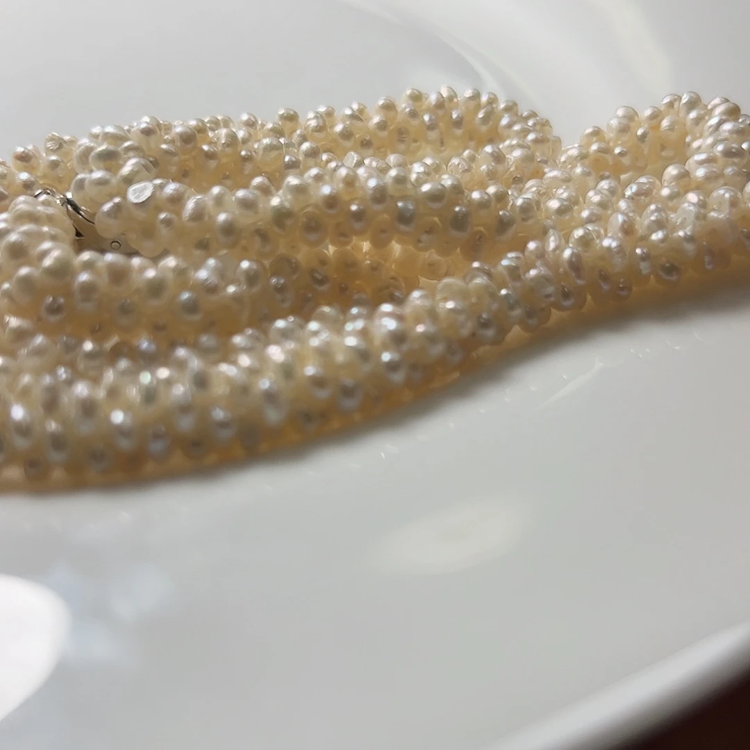 未镶嵌颈饰淡水珍珠毛毛虫毛衣链