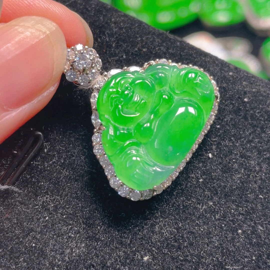 吊坠(不含链)银S925镶嵌翡翠