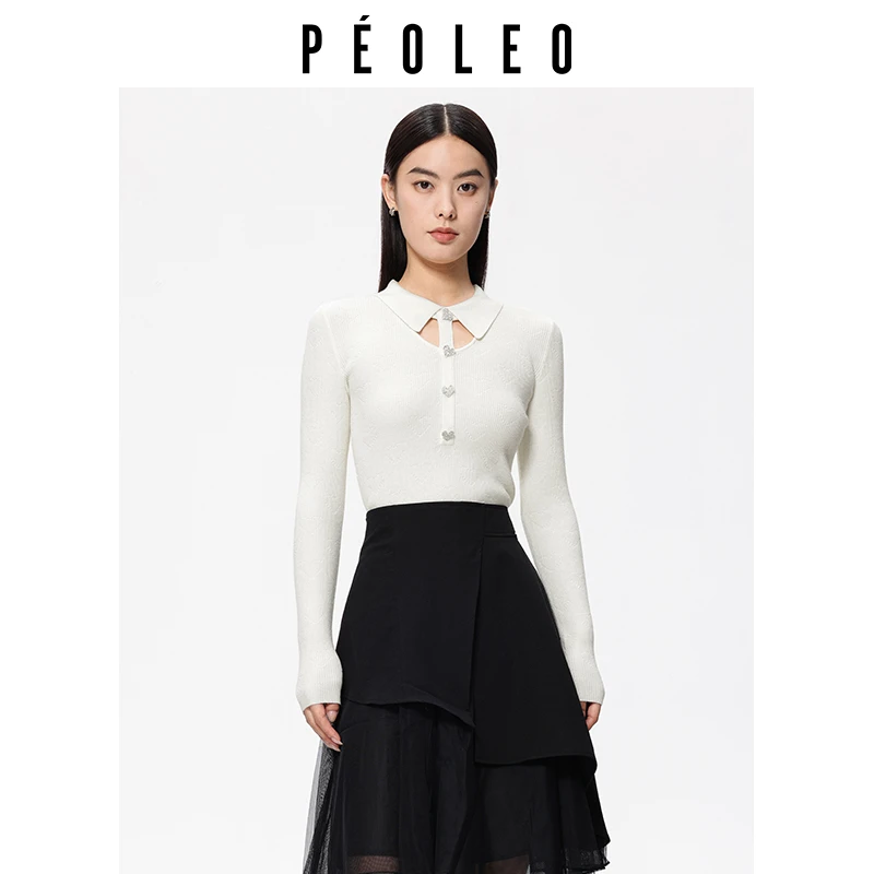 【初依专属】PM2107180毛衣长袖针织优雅白色女士春季不规则