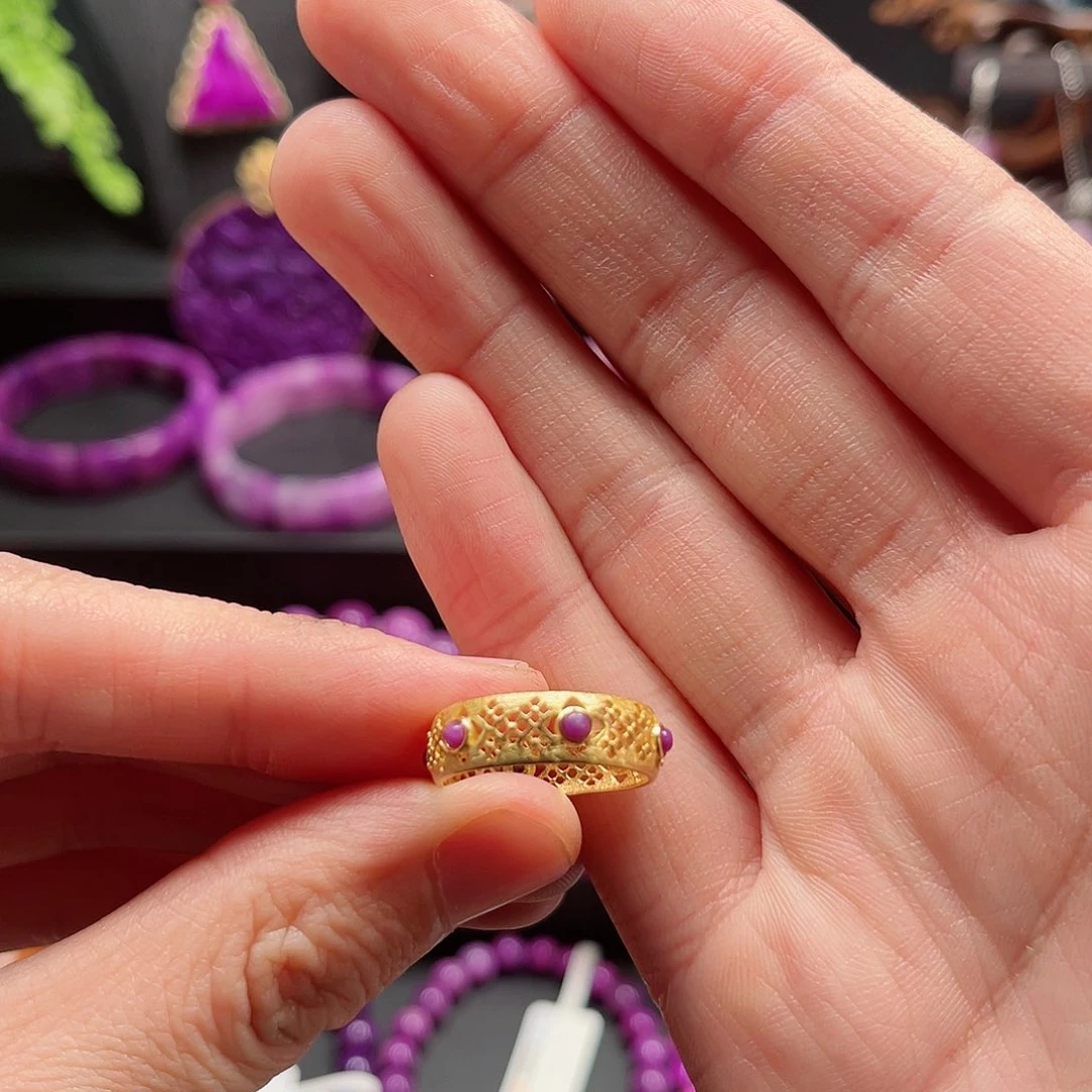 苏纪石（舒俱来）戒圈银S925镀金镶嵌