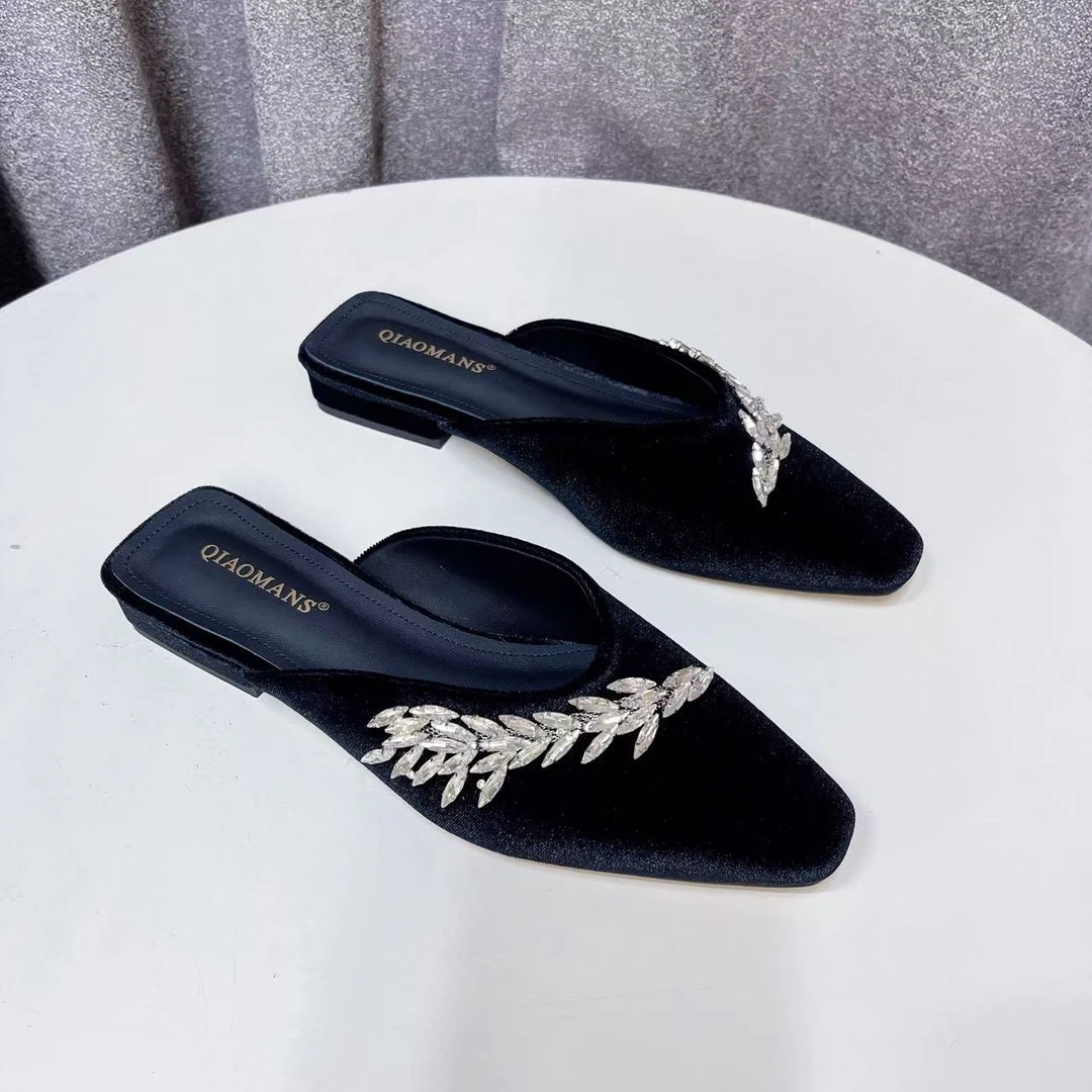 QMS1024-2561  黑色  新款高端时尚舒适包头拖鞋