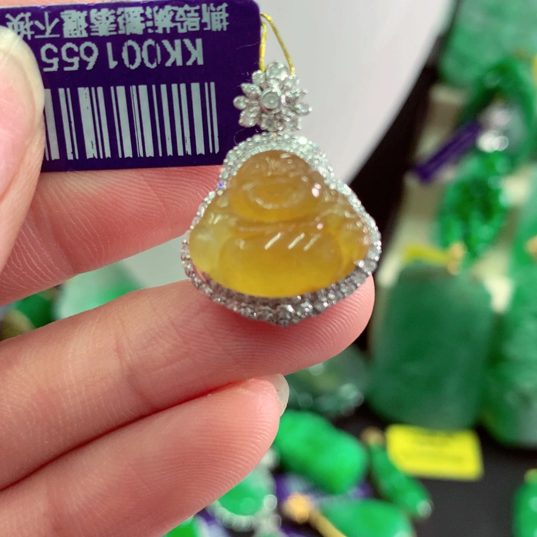 翡翠18K金镶嵌吊坠(不含链)