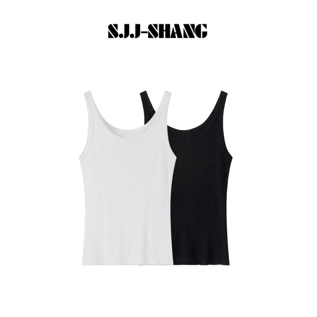 SHANG-JJ【蜜蜂背心】25ss新款重磅棉+亚麻混纺显瘦背心q134544p