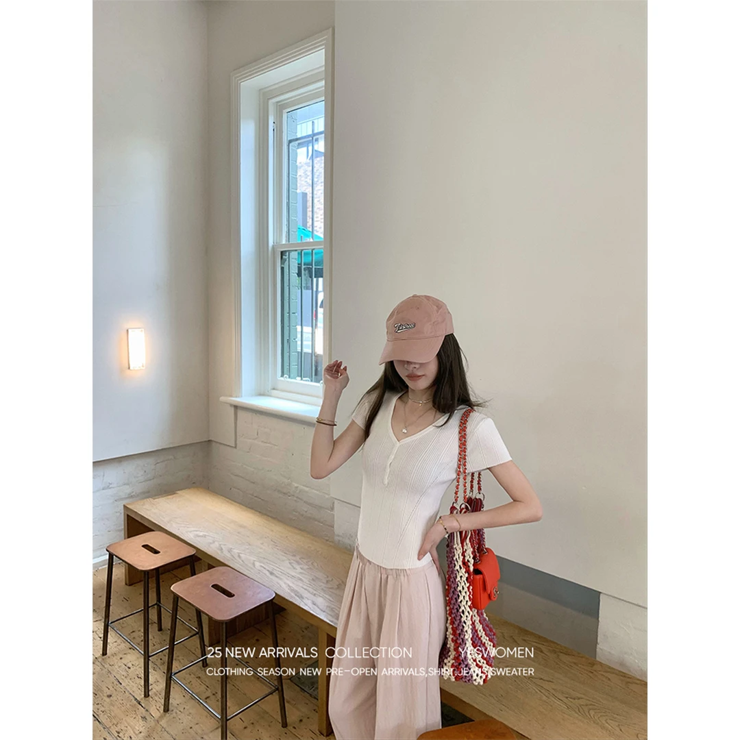 YESWOMEN【DA】甜贝奶冻·贝壳袖细支咩毛混纺上衣小收腰XY7051B3430