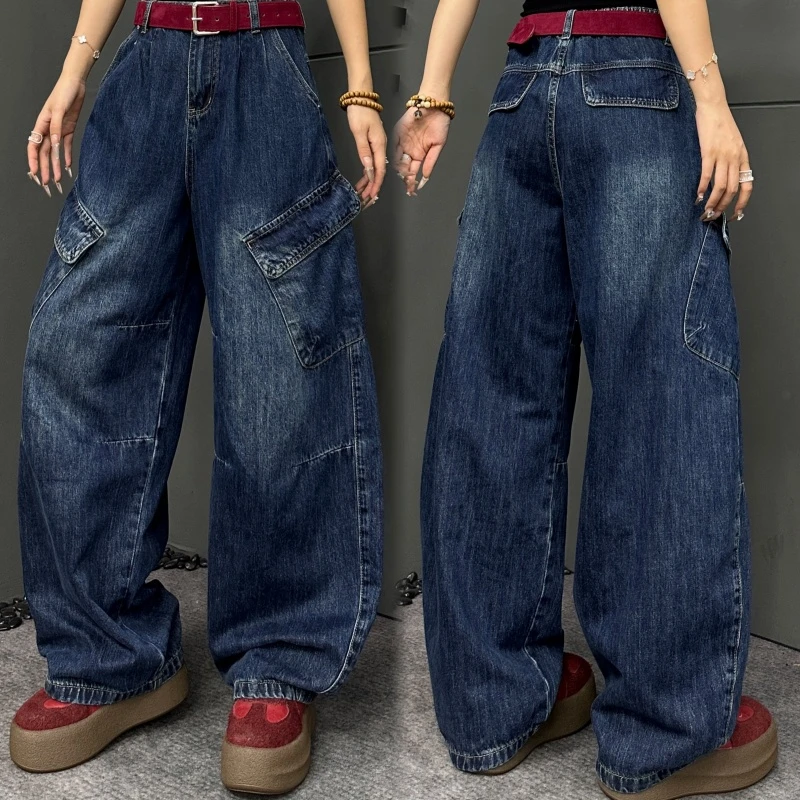 亿火2025秋季新款中腰微弹秋季做旧牛仔裤设计感牛仔裤-6670