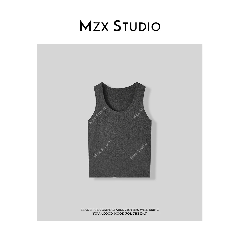 MZX 【小版型】定制面料慵懒感休闲 修身U领无袖背心BX7826-Z