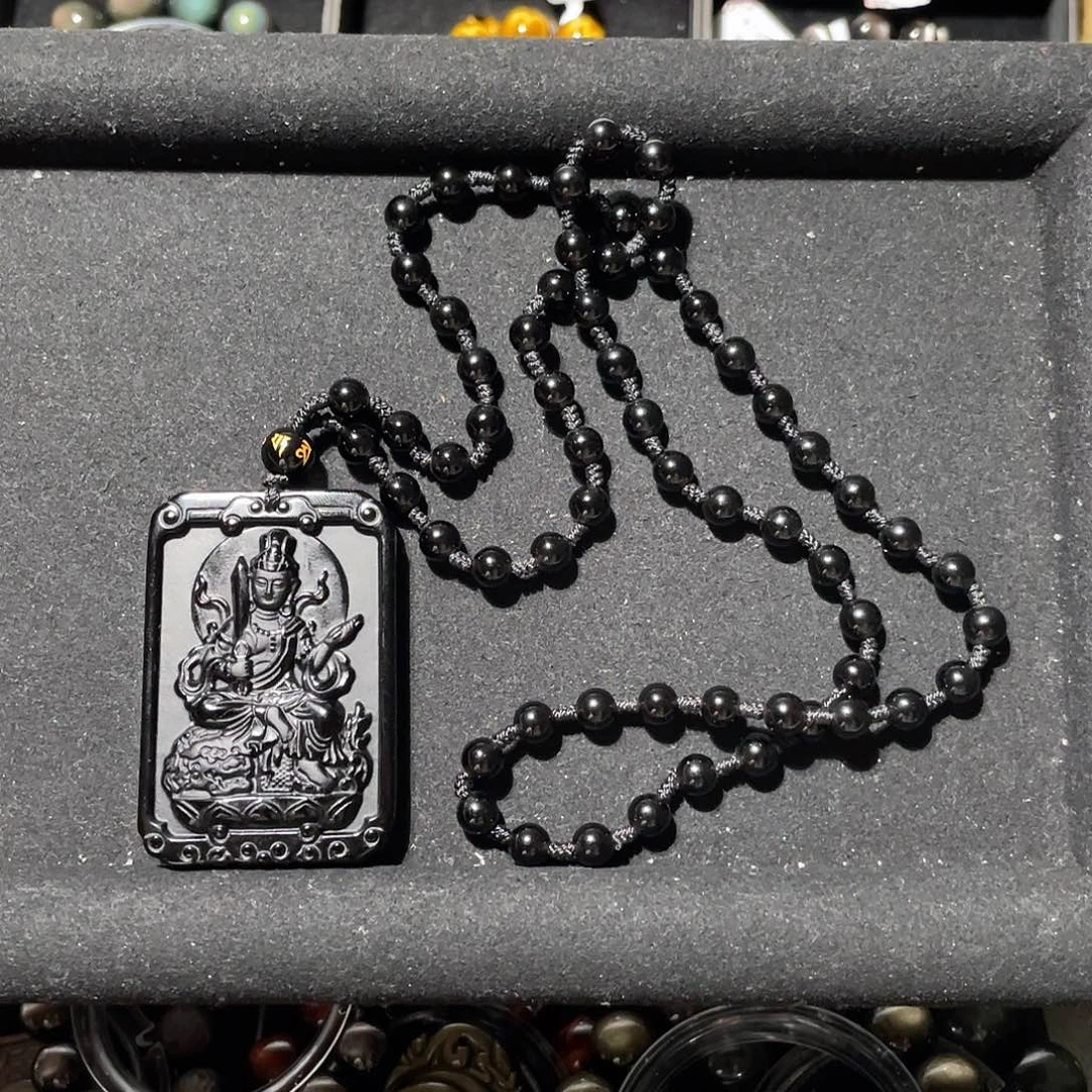 ꒰***꒱黑曜岩未镶嵌吊坠(赠链)