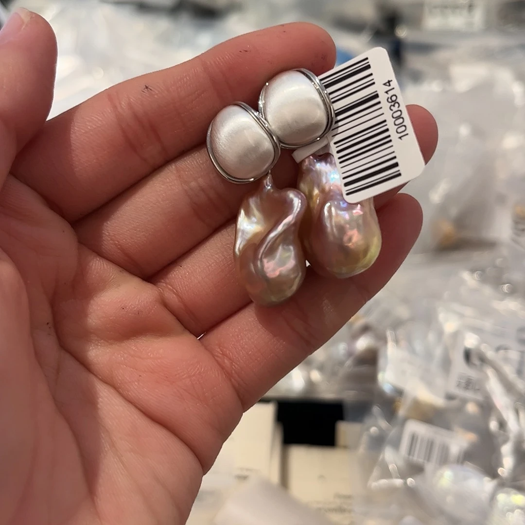 淡水珍珠耳饰合金