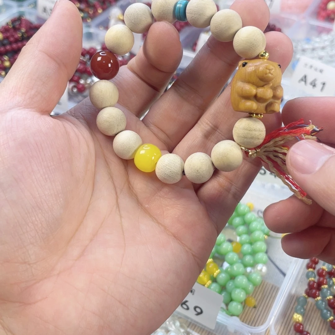 檀香紫檀（小叶紫檀）手串银S925镀金镶嵌