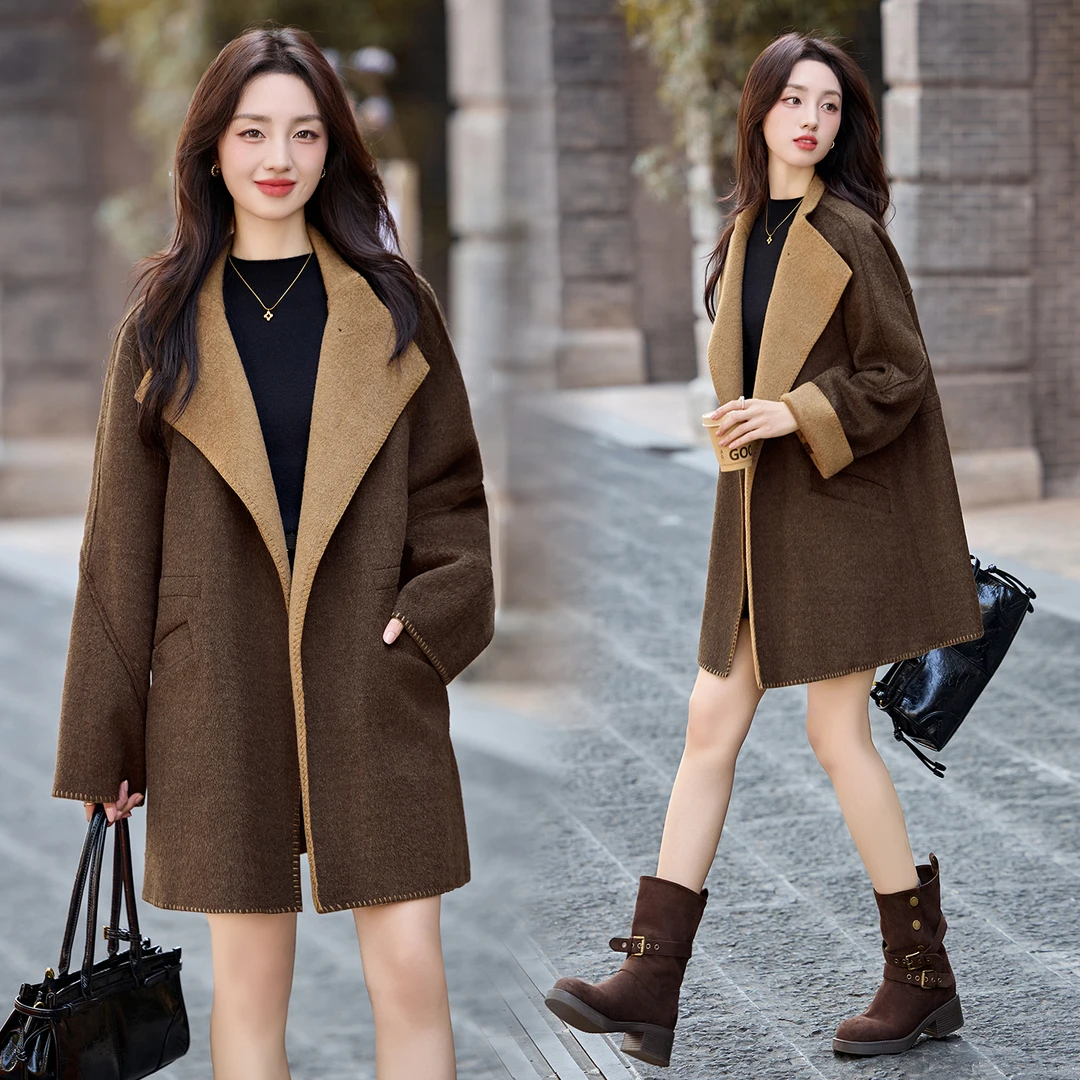 毛呢外套女装2025年冬季冬天衣服毛呢外套中长款气质新款加厚风衣