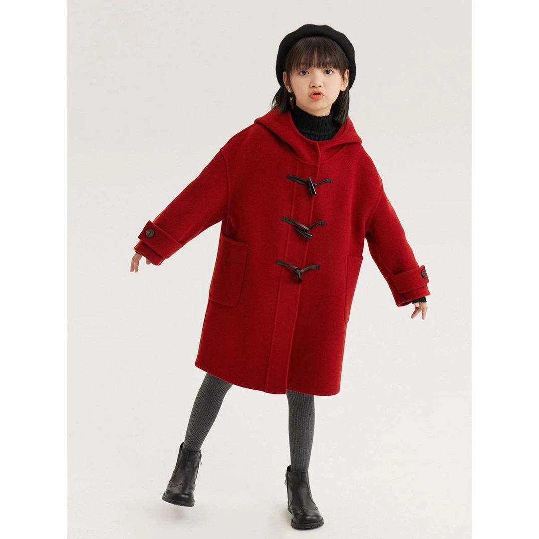 FAVMARTHA女孩和男孩羊毛外衣2025秋冬儿童服装中长款式