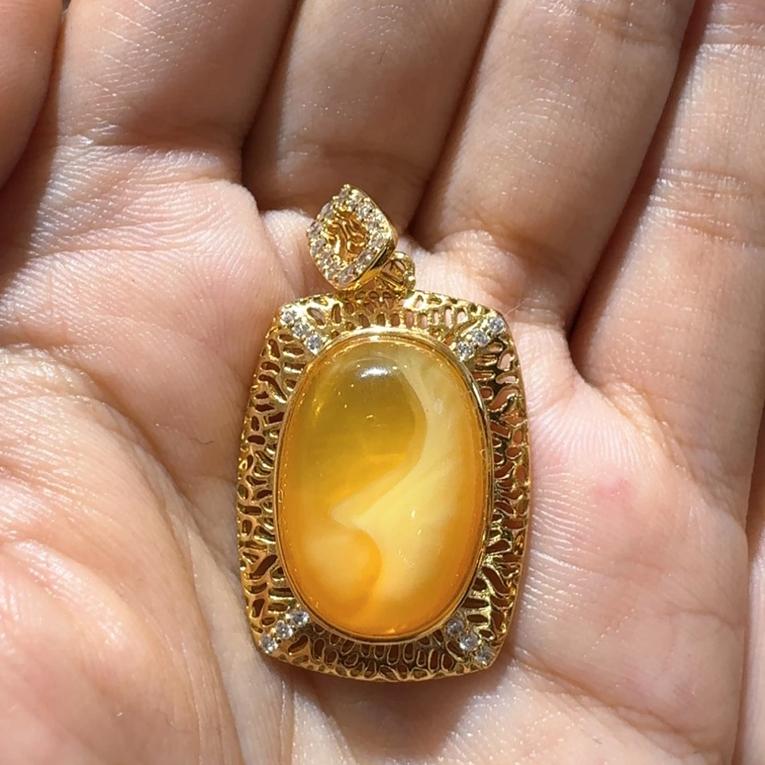 R***l蜜蜡吊坠(不含链)银S925镶嵌吊坠