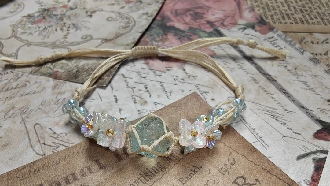 非金属布艺原创手工编织原石手链