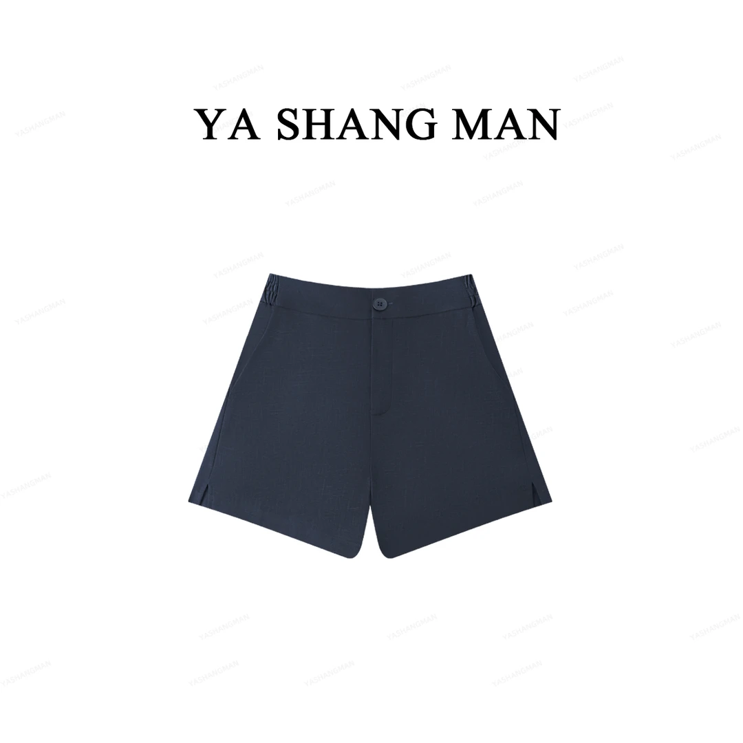 “海岸小岛”夏季亚麻百搭纯色A字显瘦短裤25923