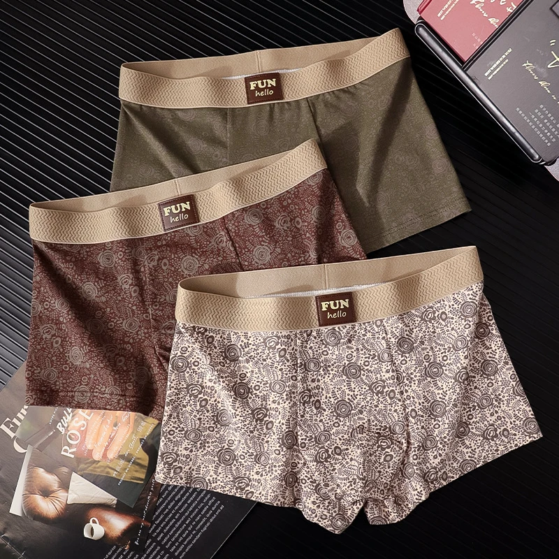 复古花园玫瑰印花男士纯棉内裤甄选面料弹力十足不易变型柔软透气