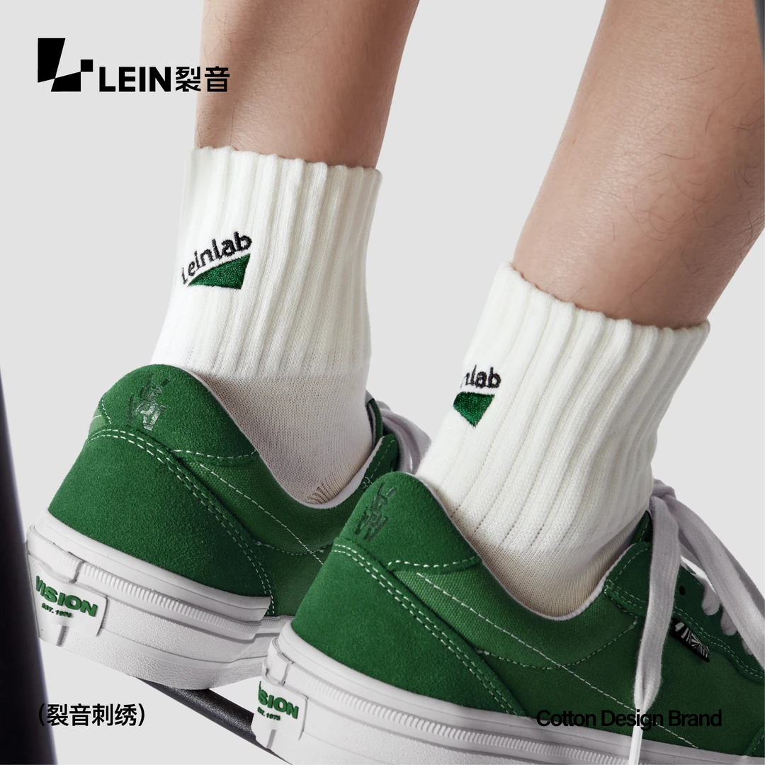 LEIN裂音日系潮袜刺绣袜子男生秋冬季通勤短袜运动吸汗防臭短筒袜