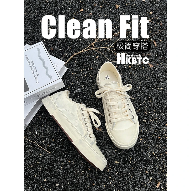 HKBTCstreet trendy帆布鞋透气 日式复古板鞋 时尚百搭小众潮男鞋