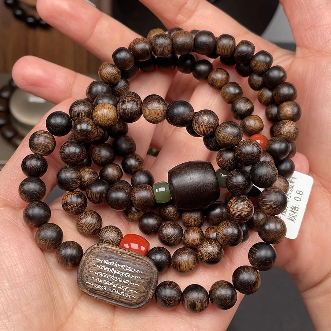 沉香手串老*越南芽庄白棋+紫棋瘤疤