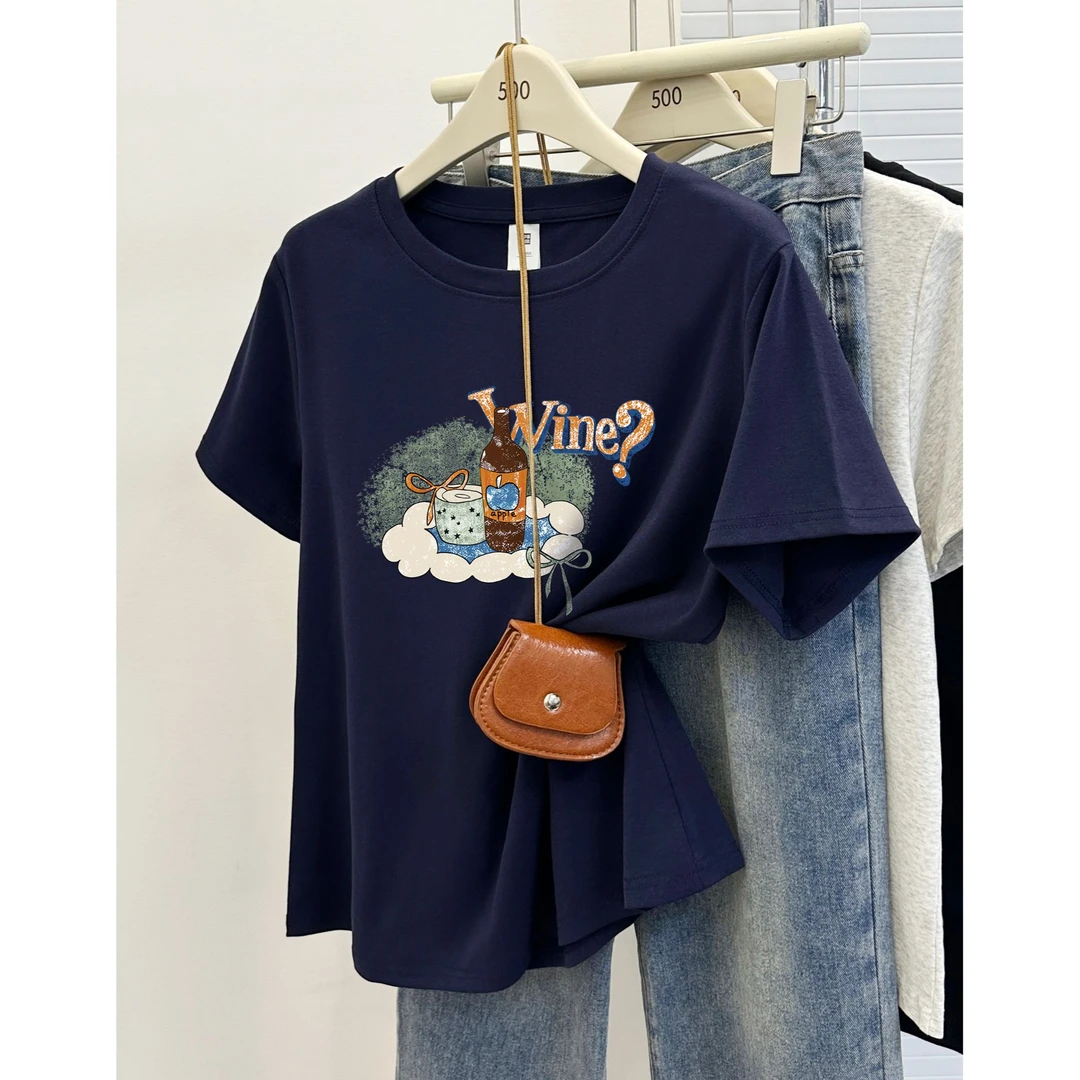 大码胖mm正肩短袖女款2025新款韩版洋气衣服女夏季显瘦百搭上衣服