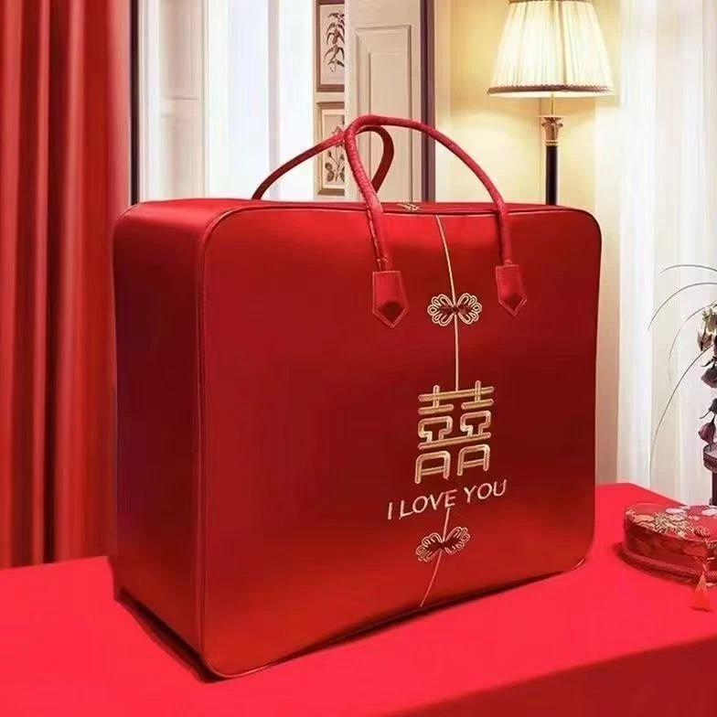 大红色被子包装袋陪嫁被子礼品袋牛津布收纳袋婚庆包装袋贡缎包