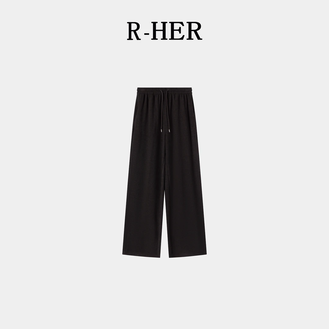 R-HER【糯米裤】秋季新款百搭高腰垂感直筒软糯休闲宽松阔腿裤子