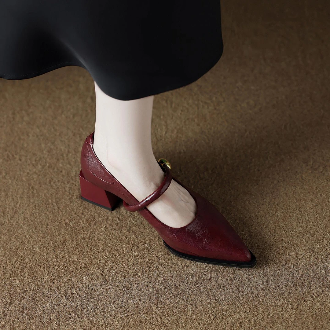 吴大叔真皮时尚气质高级尖头浅口单鞋女2025春秋款秋季不累脚通勤