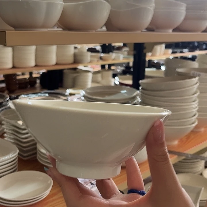 新骨瓷11微瑕6寸暖白斗笠米饭碗