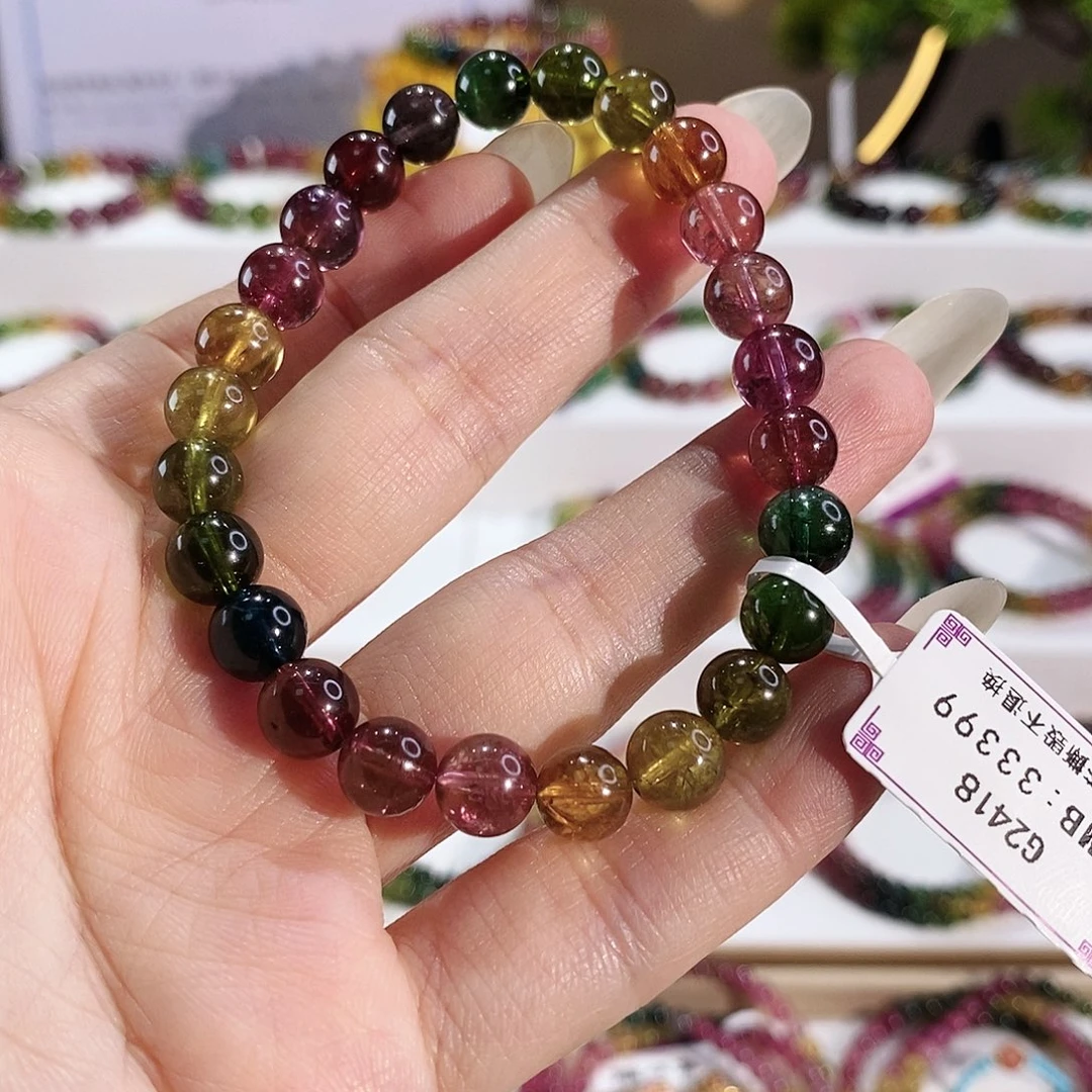 碧玺手串未镶嵌G2418素圈颜色微差