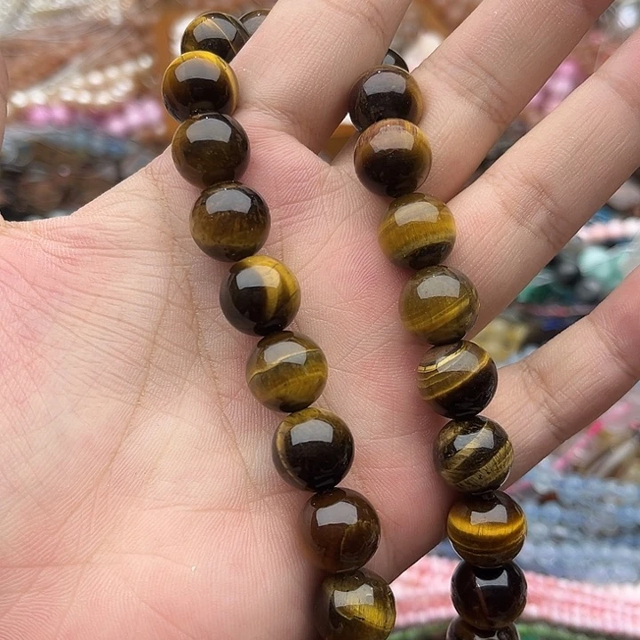 玛瑙/玉髓未镶嵌珠宝半成品一条16mm左右黄虎眼石