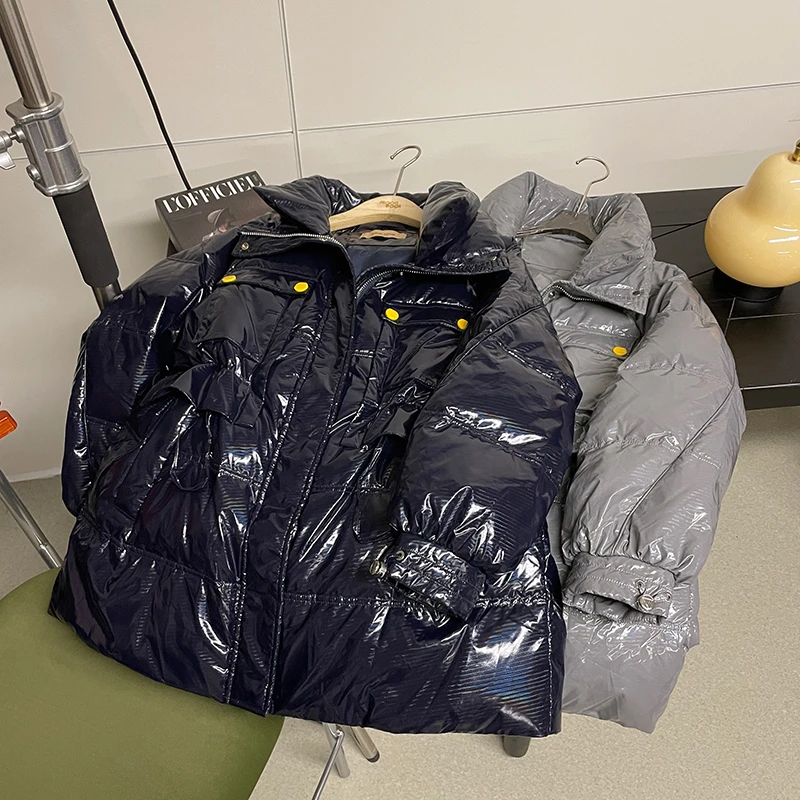 【断码】女款羽绒服2025冬季可收腰宽松亮面防风外套