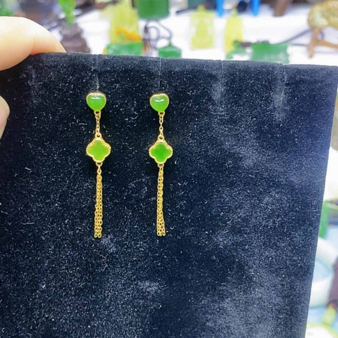 【闪购商品】银S925镀金镶嵌和田玉挂件