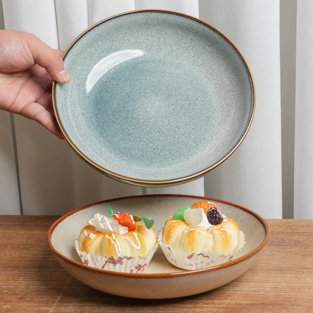 【瑕疵】深盘釉下彩陶瓷窑变釉组合两个装D6A/C4A