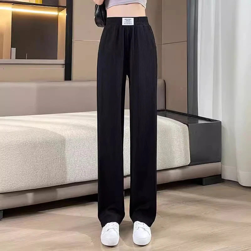 【有口袋】阔腿夏季冰丝窄版运动女薄款显瘦垂感直筒长裤小个子九分