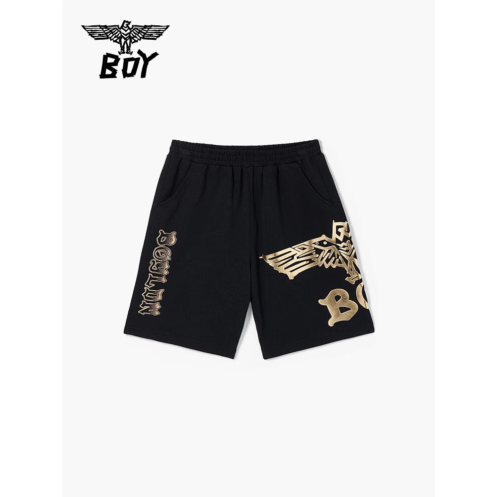 BOYLONDON25夏儿童潮牌中短裤鹰标舒适百搭松紧腰裤子男童女童