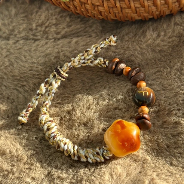 吉月蜜蜡幸运福星咖啡豆ab手绳