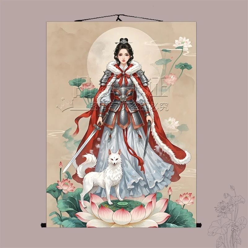 胡金花教主挂画东北出马堂口供奉胡家娘娘画像狐狸卷轴装饰画定制