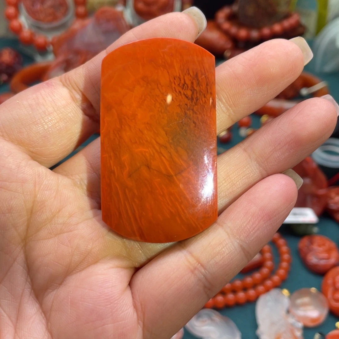 南红玛瑙未镶嵌川料南红满肉火焰意境无事牌吊坠