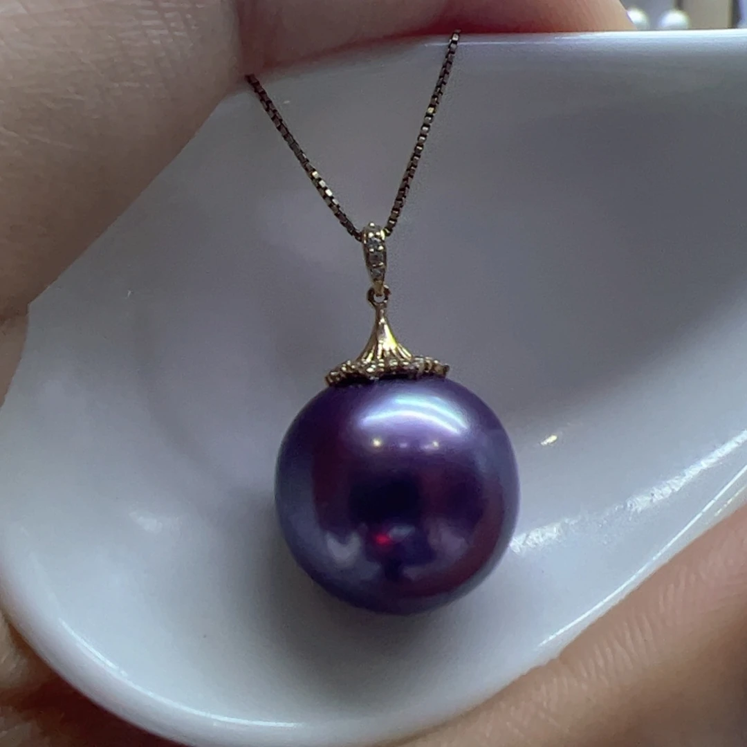 淡水珍珠吊坠(赠链)18K金镶嵌