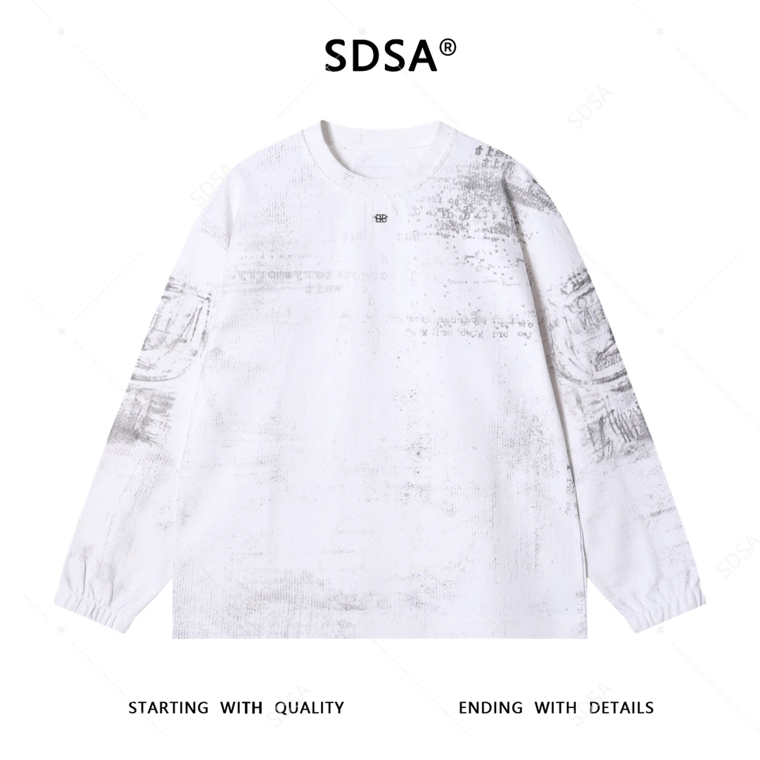 SDSA男士秋冬新款痞帅男装潮牌扎染立体字母圆领卫衣宽松百搭卫衣