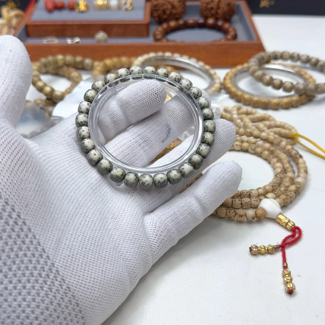 星月菩提手串15梵天绿包白大眼睛针尖星8左右桶单圈