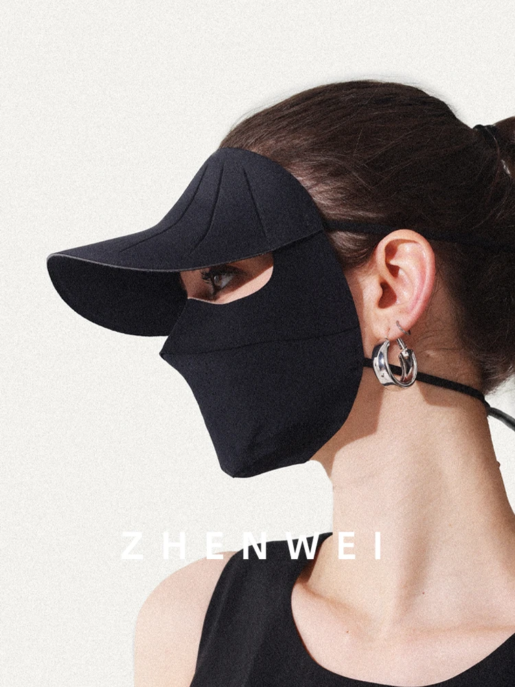 冰丝防晒面罩女遮阳面纱帽子一体脸基尼夏季口罩透气开车无痕脸罩