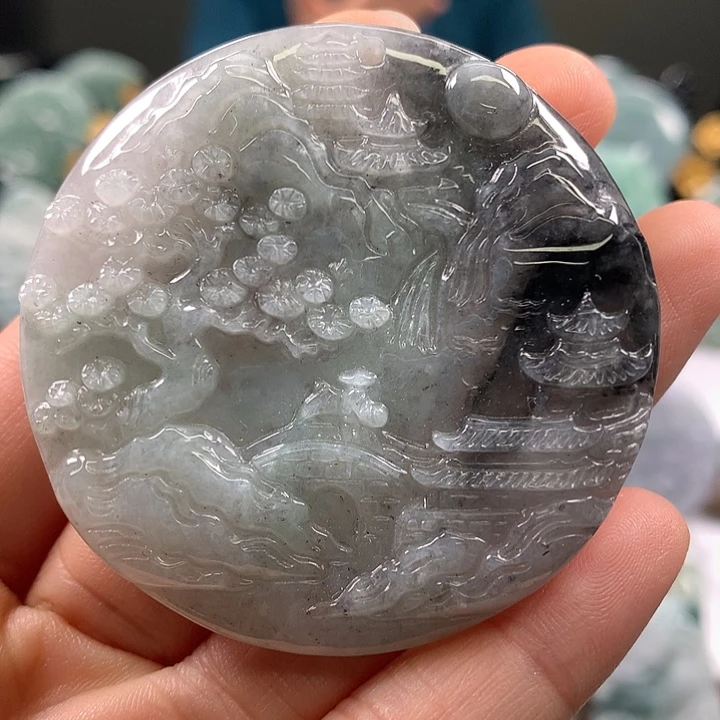 翡翠未镶嵌颈饰山水福利洒乌鸡料福利