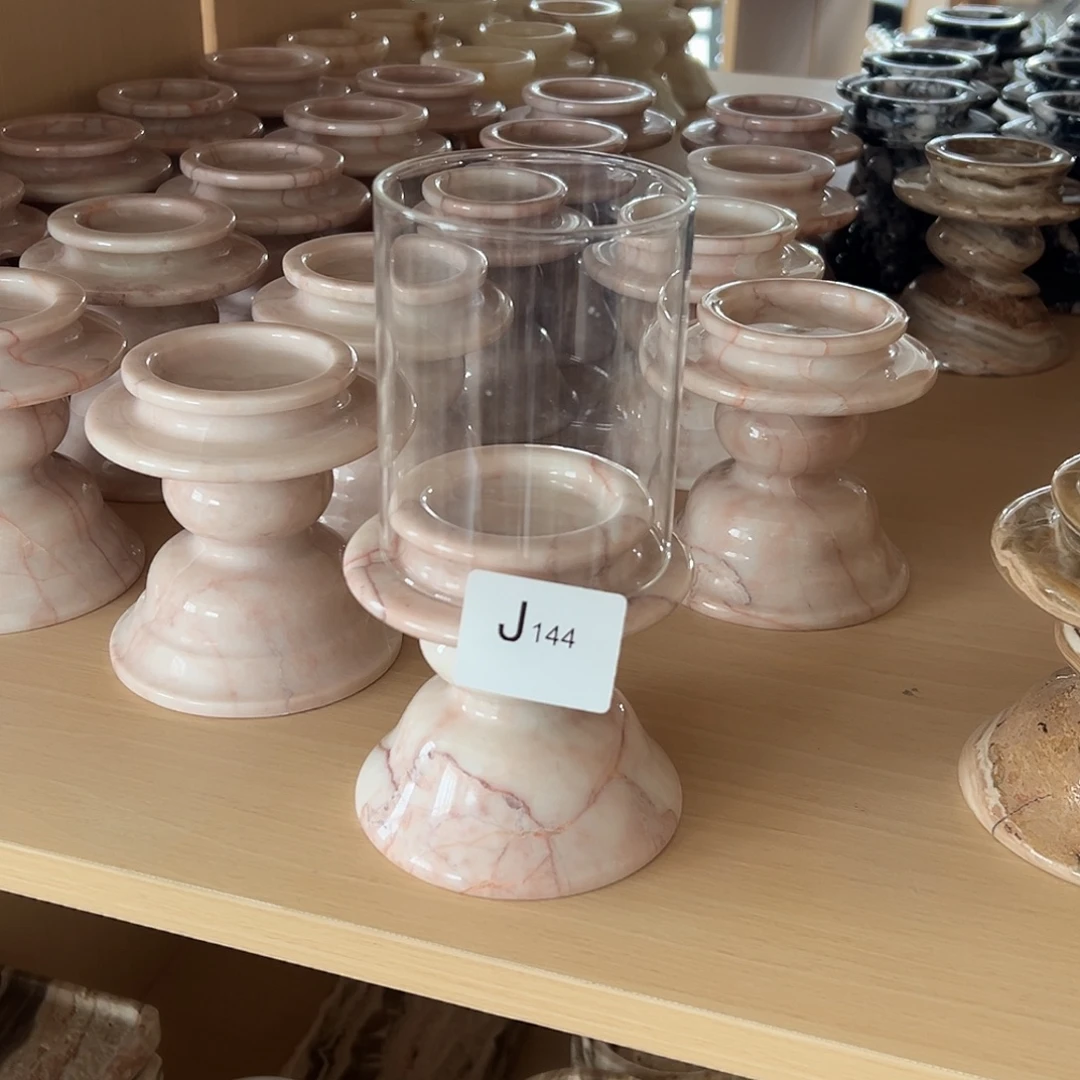 石材J144四季粉烛台笔筒