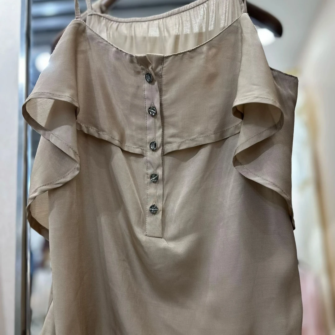 妱茗优选夏季时尚吊带荷叶边上衣轻奢薄款时尚百搭